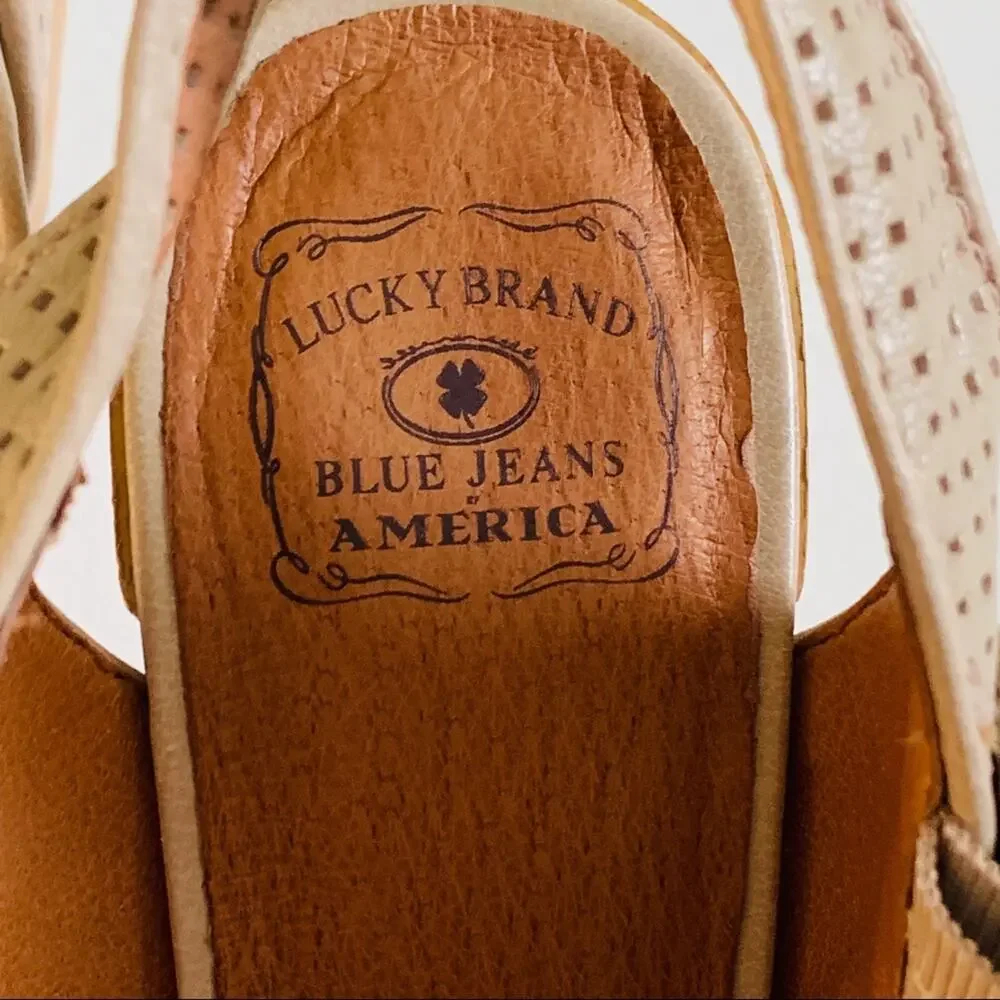 Lucky Brand Heels Sandals Shoes Meli Open Toe Leather Platform Sandals Size 8.5